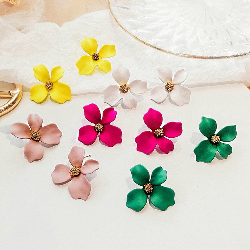Bohemian Flower Stud Earrings Korean Fashion Solid Color Petals Jewelry Drop Earring Summer Accessories