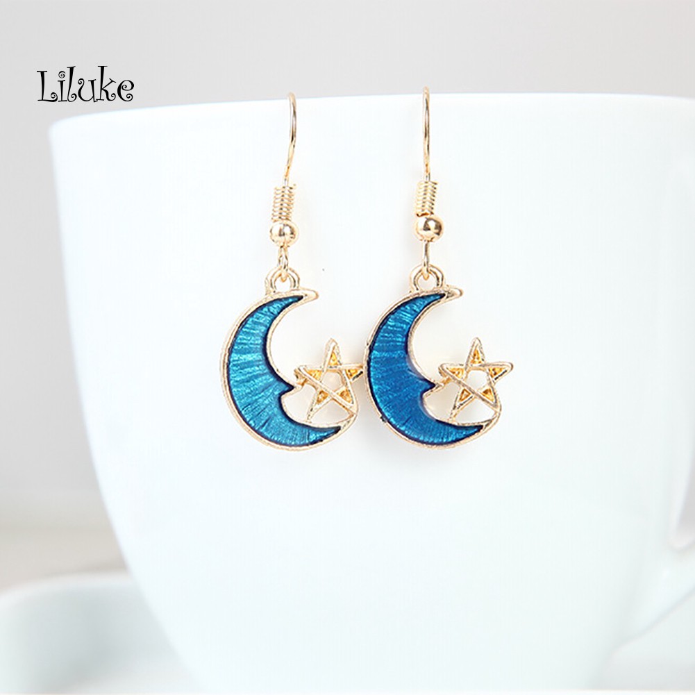 Đôi Khuyên Tai HìNh MặT Trăng Ngôi Sao ThờI Trang Cho Nữ