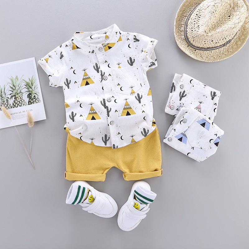 Set áo sơ mi và quần short thời trang xinh xắn cho bé trai