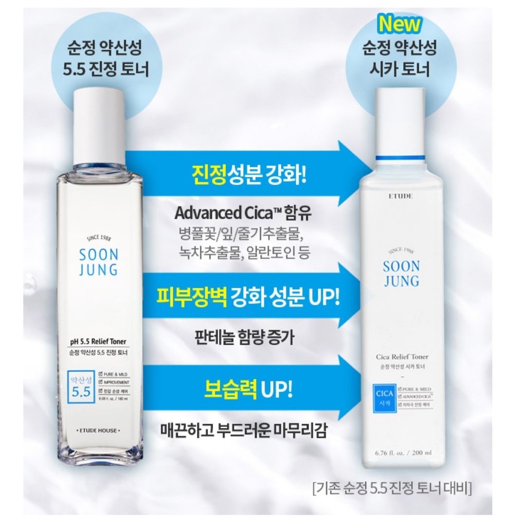 Nước Hoa Hồng Dưỡng Ẩm Da ETUDE Soon Jung Ph 5.5  Relief Toner