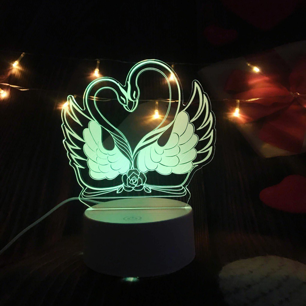 Đèn ngủ 3D Thiên Nga, đèn trang trí, quà tặng sinh nhật ý nghĩa
