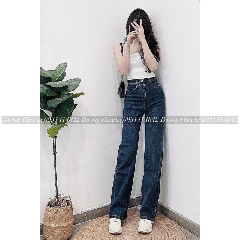Quần jean ống xuông (suông ) đứng co giãn tốt lưng siêu cao ( hình thật 100% )