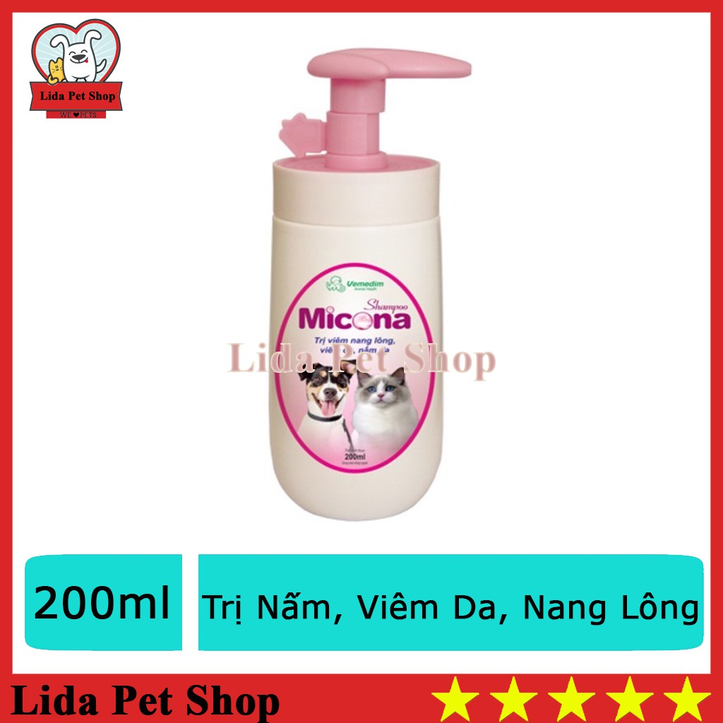 Sữa Tắm Đặc Trị Nấm Da Viêm Da Viêm nang lông Cho Chó Mèo Micona Vemedim 200ml - Lida Pet Shop