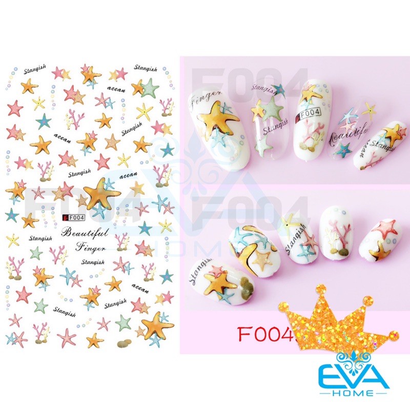 Decal Dán Móng Tay 3D Nail Sticker Tráng Trí Hoạ Tiết Sao Biển Beautyful Starfish F004