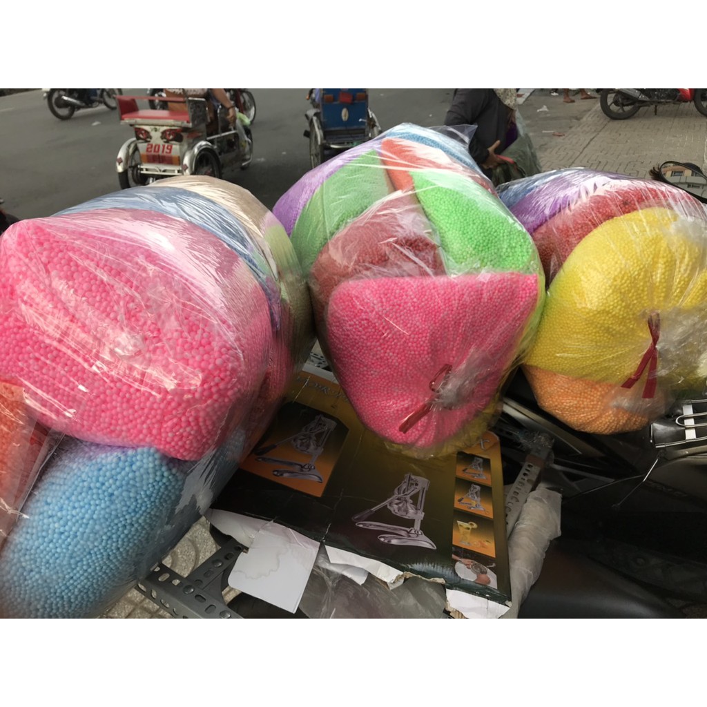 Bịch 10g Kích Thước 15x10x5cm Hạt Xốp Màu Dùng Bỏ Hộp Quà, Mồi Câu, Chơi Slime....