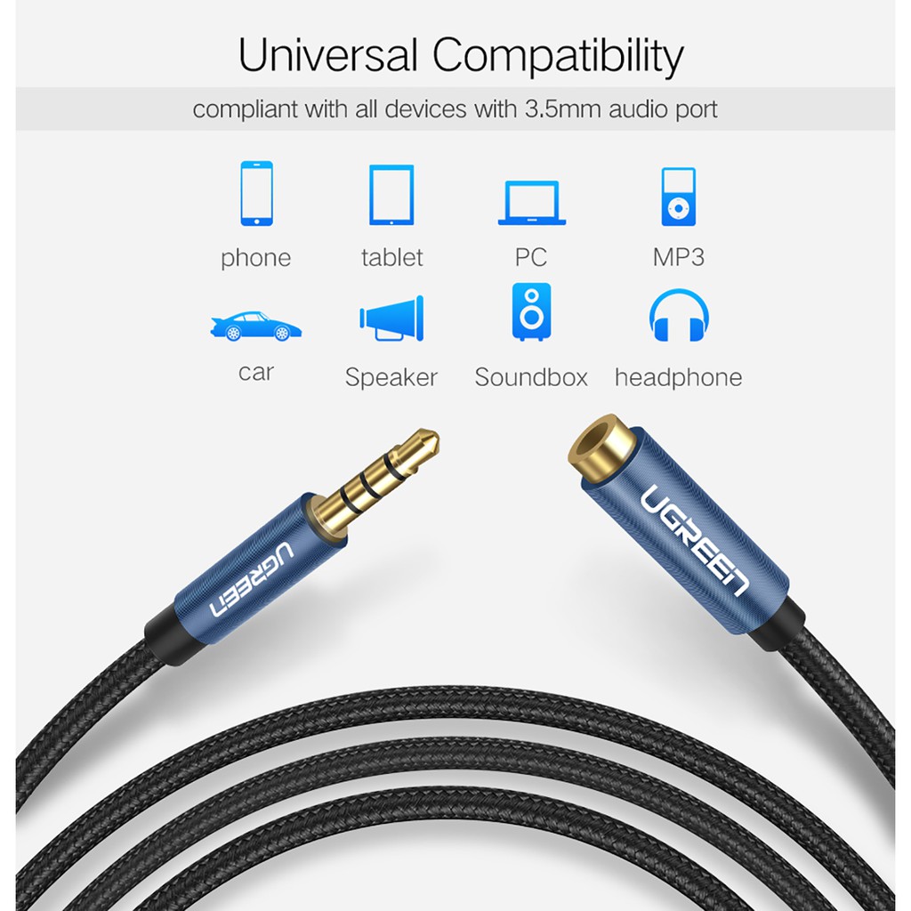 Cáp Nối Dài Audio 3.5mm Hỗ Trợ Mic Cao Cấp UGREEN AV118