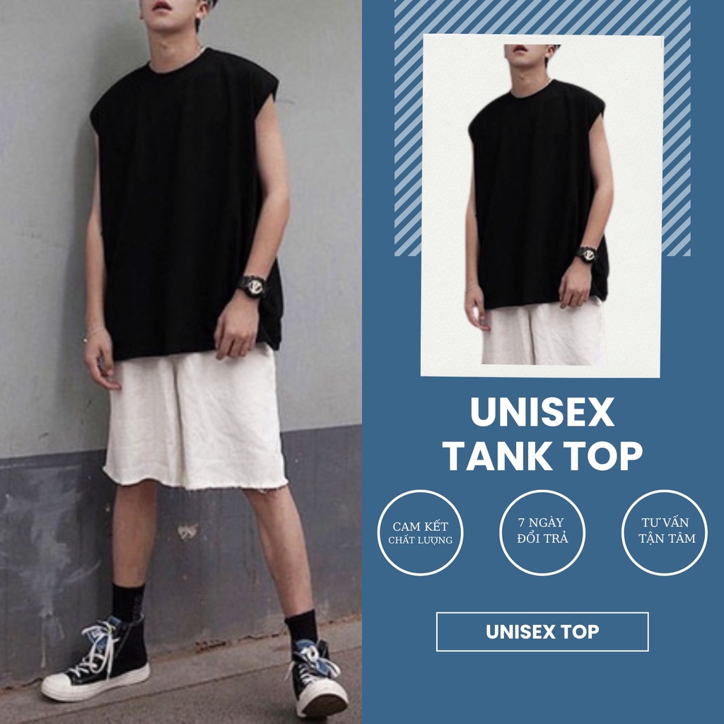 Áo Tanktop oversize trơn - áo ba lỗ nam nữ Unisex form rộng Local Brand
