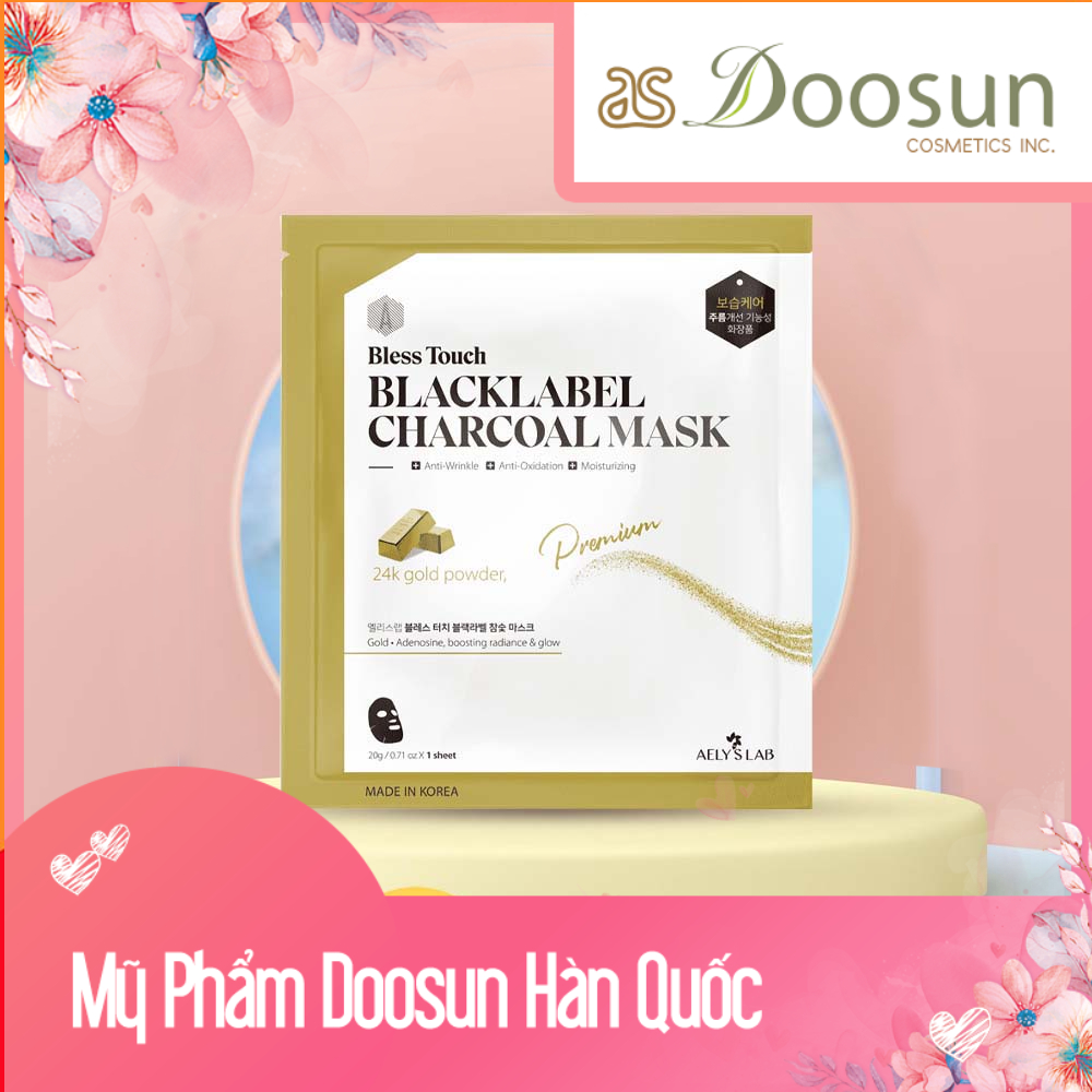 Mặt Nạ Vàng 24K Dưỡng Da, Chiết Xuất Than Hoạt Tính Aely's Lab Bless Touch Blacklabel Charcoal Mask- Mỹ Phẩm Doosun
