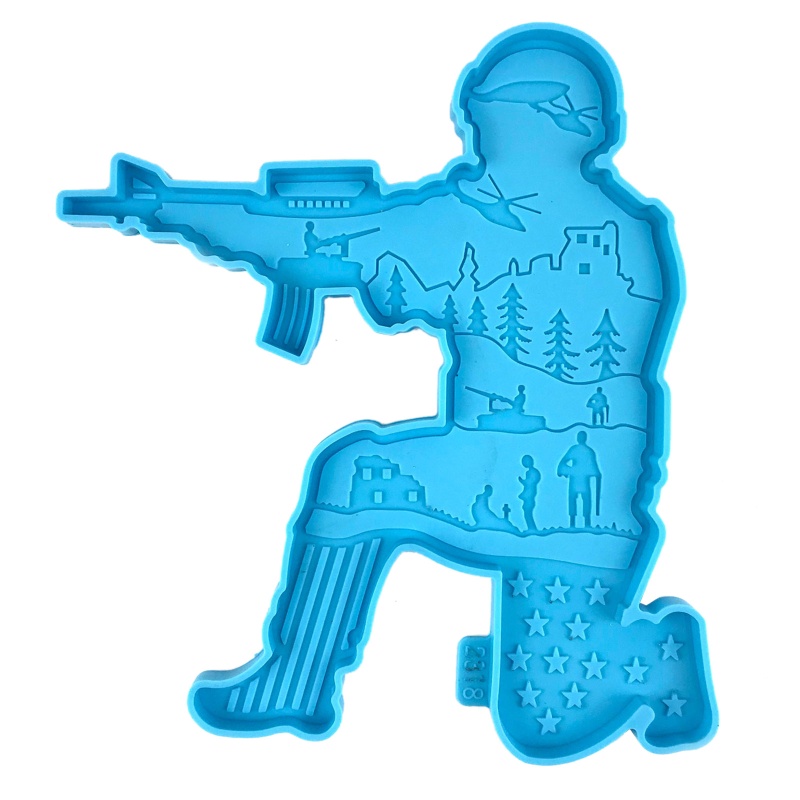 Khuôn Làm Móc Khóa / Xà Phòng Hình Người Lính Bằng Nhựa Resin Màu Trắng / Xanh Dương DIY