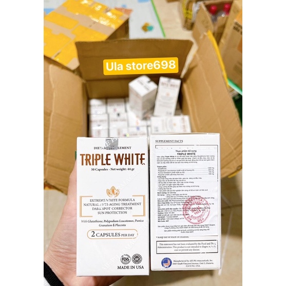 Viên Uống Trắng Da Mỹ Triple White /Viên Uống Trắng Da Glutathione 1200