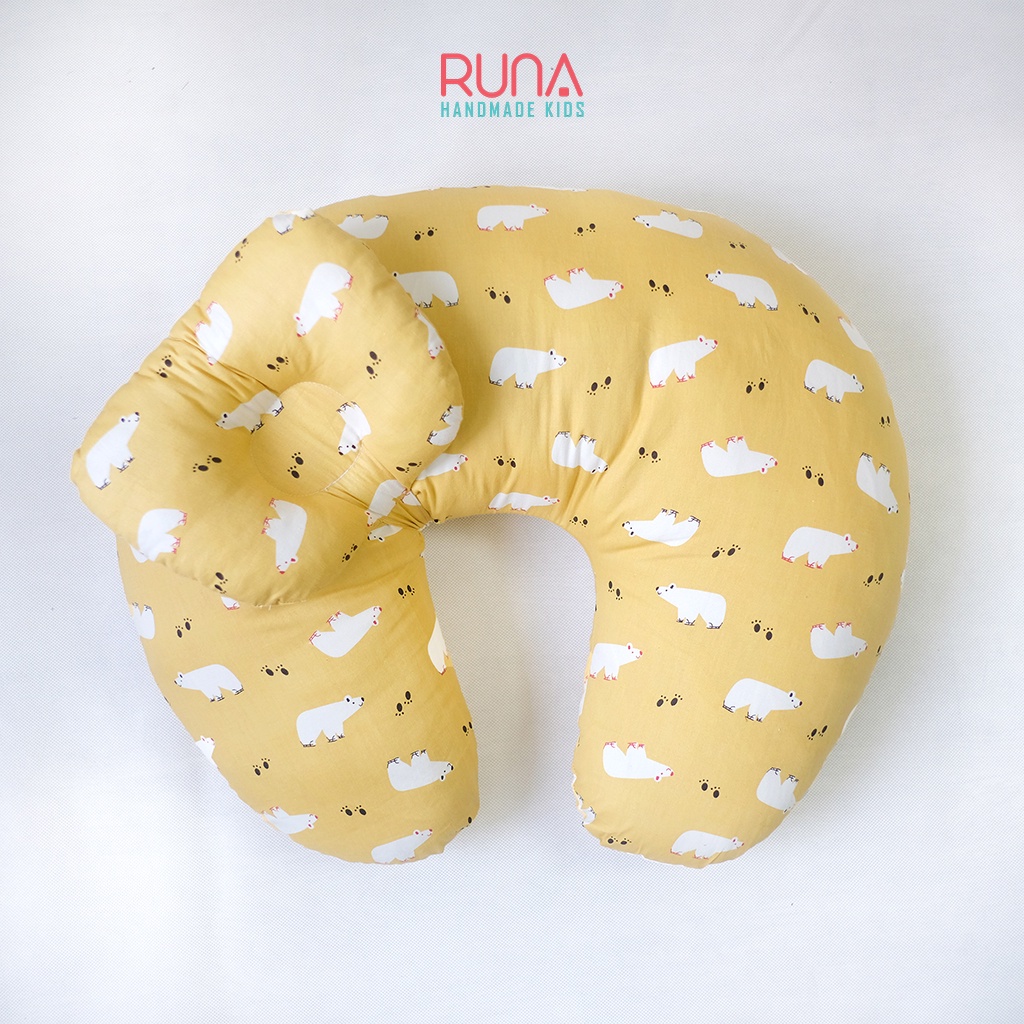 Gối cho bé bú đa năng cao cấp RUNA KIDS chất liệu Cotton Hàn 100% cao cấp mềm mịn thoáng mát an toàn cho da bé