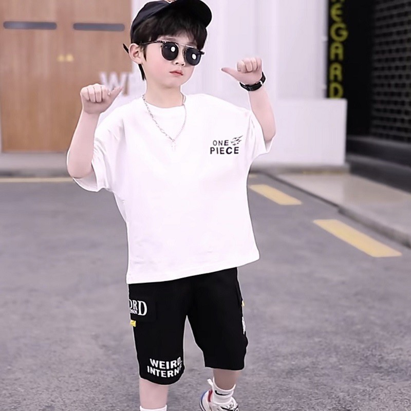 Bộ đồ bé trai Con Xinh cotton phản quang ANGEL, set quần áo trẻ em từ 5 đến 14 tuổi