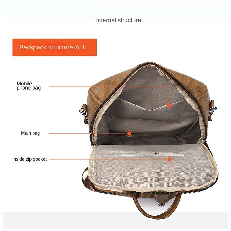 Ba Lô Da PU Thời Trang Hàn Quốc Xinh Xắn Cho Nữ Máy tính xách tay 14 inch