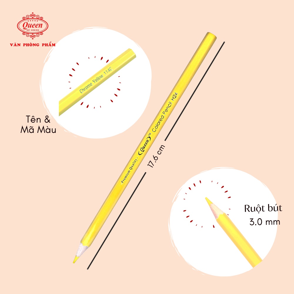 Bút chì màu Queen  - 12/18/24 Màu - CP-H12/CP-H18/CP-H24 - Chính Hãng