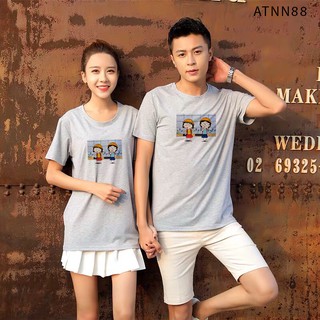 Áo thun nam nữ in hình hoạt hình đôi bạn - atnn88