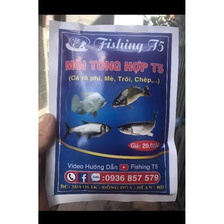 Combo 2 gói Mồi câu tổng hợp T5 / Mồi câu T5 / Chuyên Rô phi , Mè , Trôi , Chép