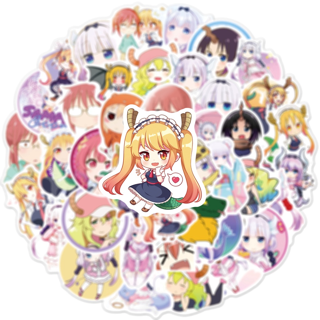 Bộ 50/25/10 Sticker Hoạt Hình Kobayashi's Dragon Maid Dán Ván Trượt Laptop Guitar