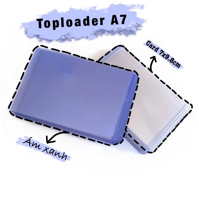 Toploader đựng card nhét ảnh bảo vệ card, ảnh,Postcard Kích Cỡ A7 Card Ám Xanh