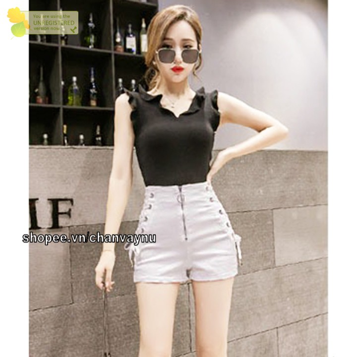Quần short dây kéo trước đan dây hông QTTN MT338
