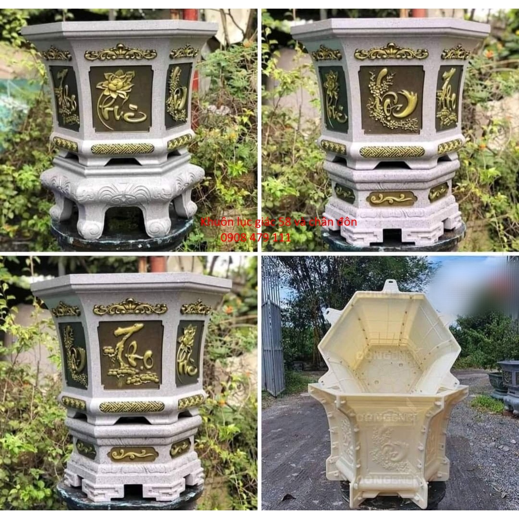 Khuôn chậu cảnh ABS lục giác 58 cm.