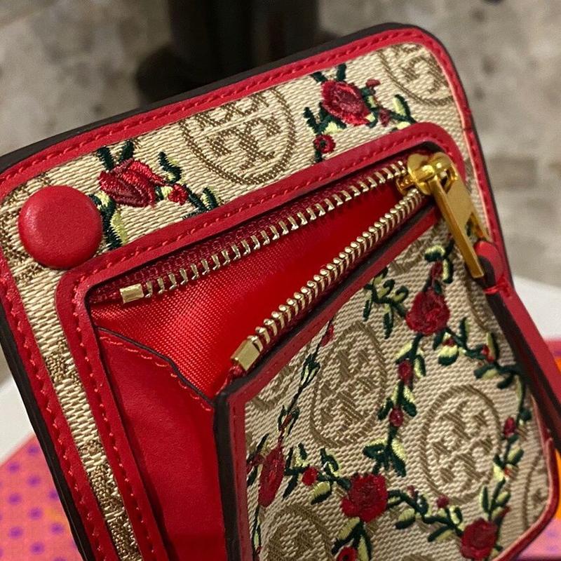 Tb Tory Burch Thêu Vintage Ngắn Ví Ly Hợp Nữ Đựng Thẻ