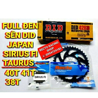 Nhông sên dĩa japan sirius fi/taurus dĩa 38t 40t 41t nhông 13,14,15,16 full đen sên did
