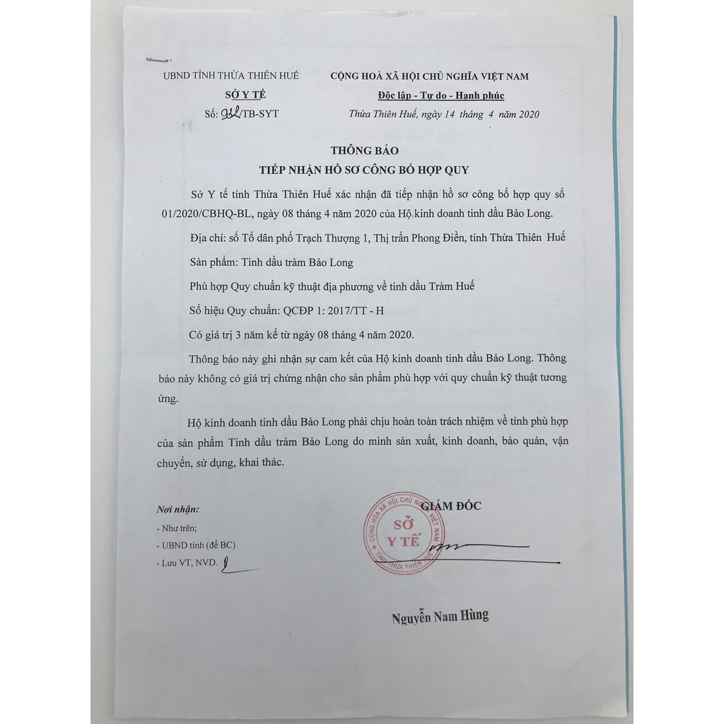 Tinh dầu tràm Bảo Long: Chai 100ml