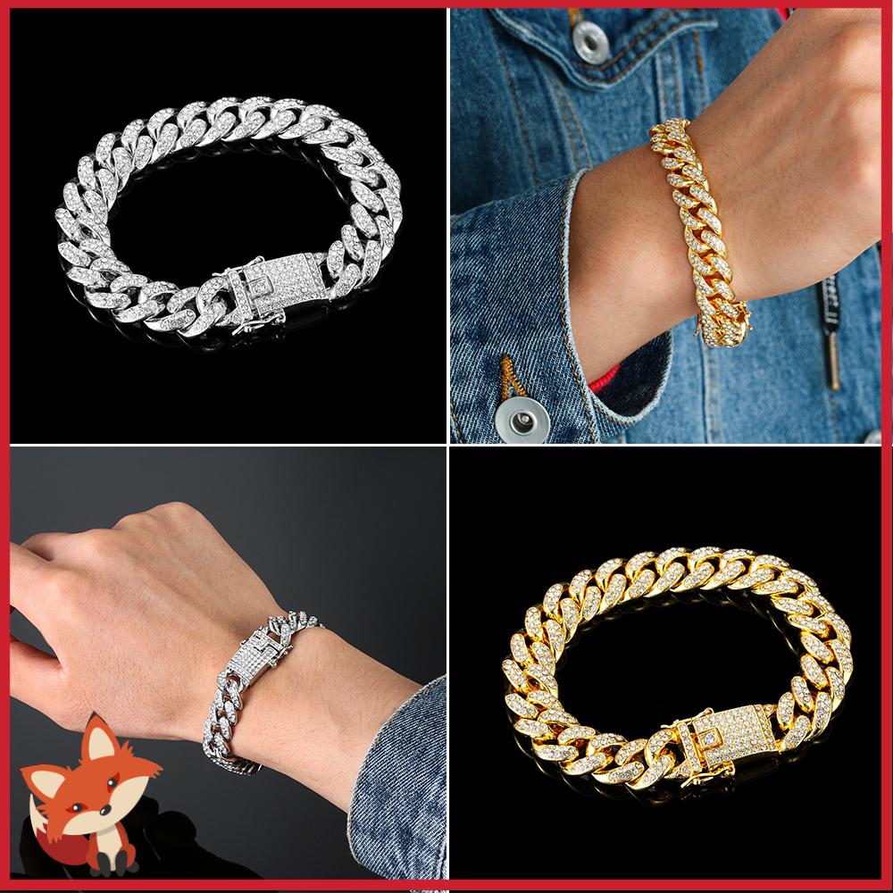 Vòng tay nam nữ bản rộng 12mm thời trang phong cách hip hop