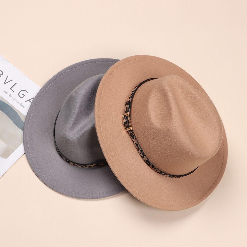 MELODG Mũ Rộng Vành Họa Tiết Da Báo Cá Tính Cho Nữ