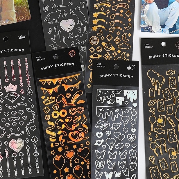 Sticker mạ vàng hình dán Shiny trang trí bullet journal và toploader | BST115