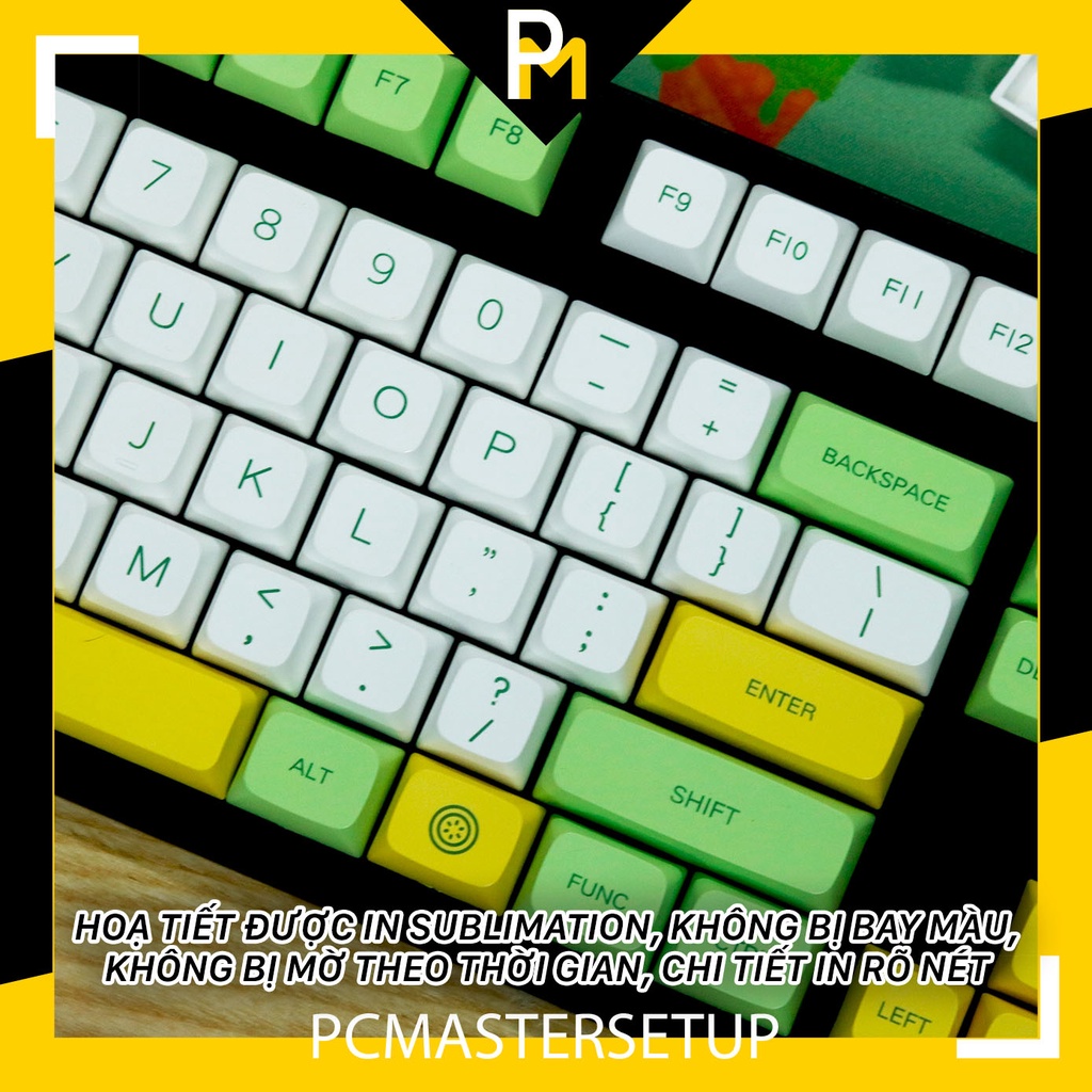 Nút Keycap pbt Banana chuối xanh chiều cao xda 9.5mm dày 1.5mm cho bàn phím cơ của pcmaster