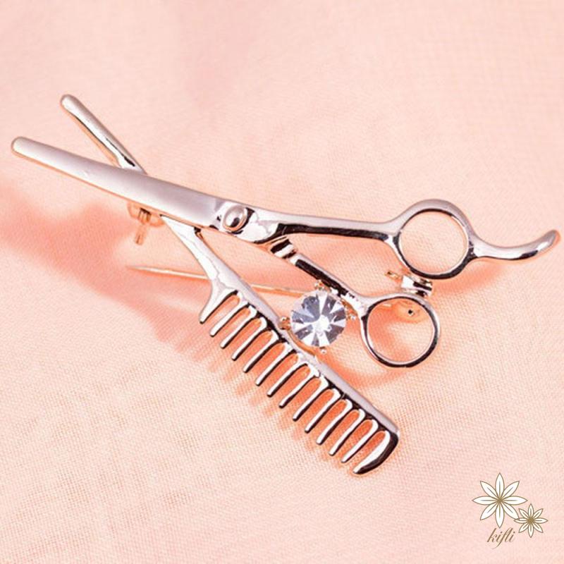 Ghim Cài Áo Hình Kéo/ Kéo/ Kéo/ Lược Đính Kim Cương Giả Dành Cho Nam Giới