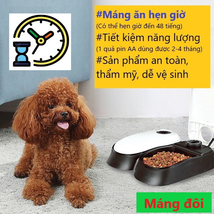 Khay hẹn giờ tự động cho chó mèo ăn, Thời gian hẹn đến 48 tiếng, Thương hiệu "Pawise" -Shop uy tín
