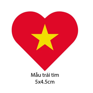 sticker cờ Việt Nam mẫu trái tim mẫu lá cờ dán mặt