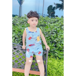 Bộ ba lỗ bé trai vải lanh lụa loại 1 mềm-mịn-mát size 6-20kg