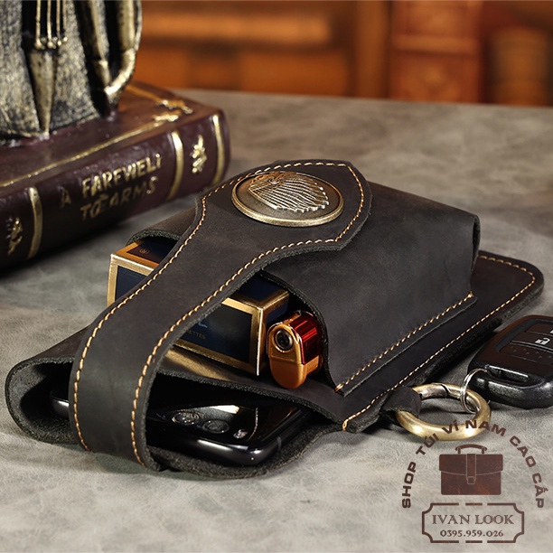 Túi Đeo Thắt Lưng Nam Da Thật Cao Cấp - Bao Da Đeo Hông Đựng Điện Thoại Treo Móc Khóa Thời Trang