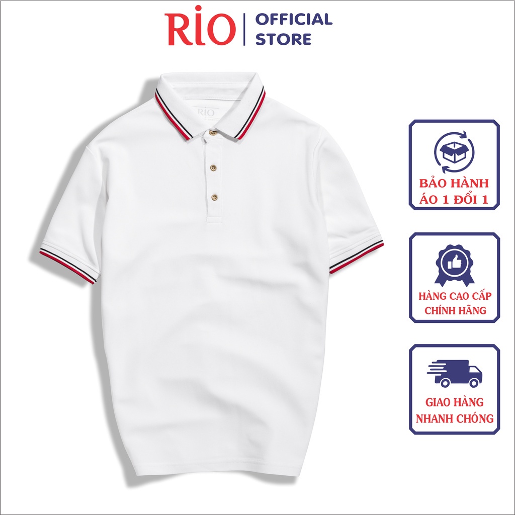 Áo Thun Nam, Áo Phông Nam Có Cổ, Cổ Trụ Tay Ngắn RIO thun cotton cao cấp dày dặn thoáng mát polo trơn hàng hiệu đẹp RIO1