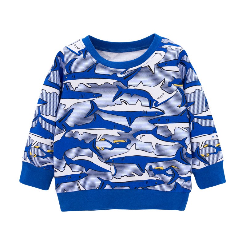Áo thun tay dài cho bé trai cá mập xanh thu đông nỉ da cá Malwee chính hãng 2-7T - Misolkids by huong274