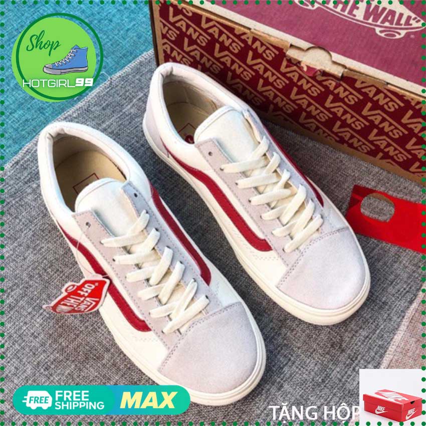 Giày Thể Thao van Old Skool  Trắng Sóng Đỏ  thời trang