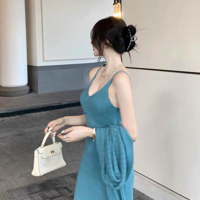 Set đồ nữ cá tính, đầm nữ 2s kèm áo khoác crop tông màu xanh sang chảnh tôn dáng cực đi tiệc, chơi đều hợp Tây Thi Shop | BigBuy360 - bigbuy360.vn