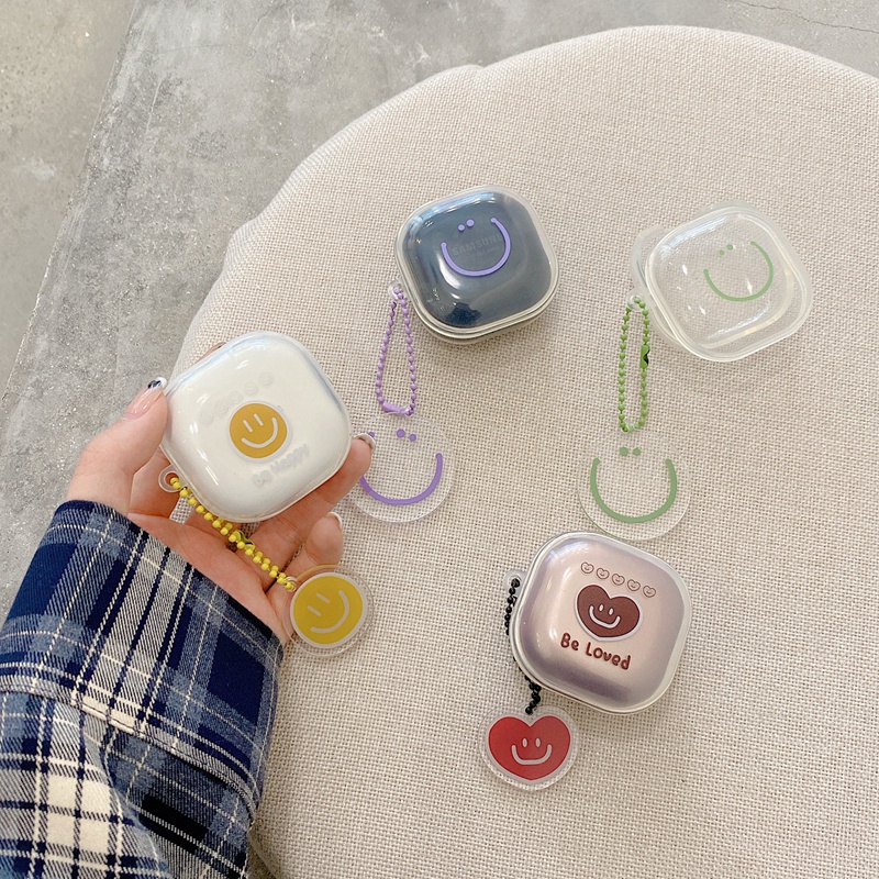 Vỏ Bảo Vệ Hộp Sạc Tai Nghe Samsung Galaxy Buds 2 Live Pro Hình Gấu Mặt Cười Dễ Thương Sáng Tạo Kèm Móc Treo Cho Buds2 Pro