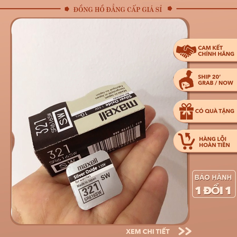 Pin Đồng Hồ Maxell SR616SW/321 Silver Oxide 1.55V - Vỉ 1 viên