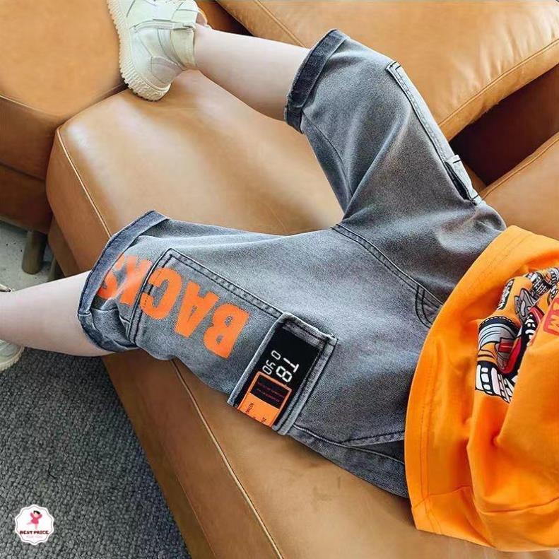 Quần short lửng ngố cho bé trai 7 8 9 10 11 12  tuổi ☑️ Thời trang quần bò jean size đại 25kg 30kg 35kg 40kg