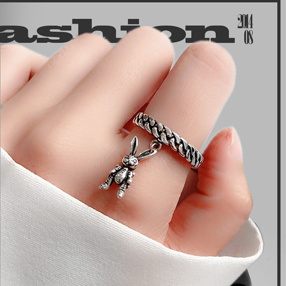 Nhẫn hở trang trí hình thỏ hoạt hình thời trang phong cách cổ điển