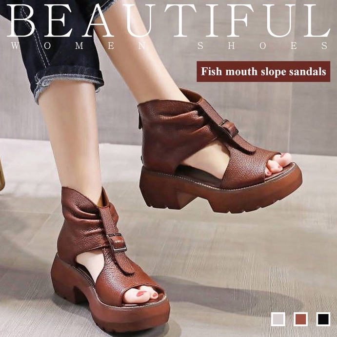 Xăng đan cao gót chất liệu da phong cách thời trang cho nữ