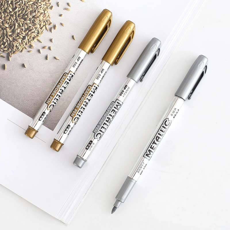 Bút Đánh Dấu Màu Sắc Ánh Kim Nhanh Khô Chống Thấm Nước Đa Năng Tiện Dụng Trang Trí Sổ Tay / Trường Học