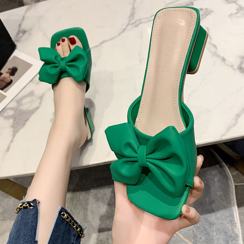 Dép Sandal Đế Dày Đính Nơ Thời Trang Mùa Hè Cho Nữ