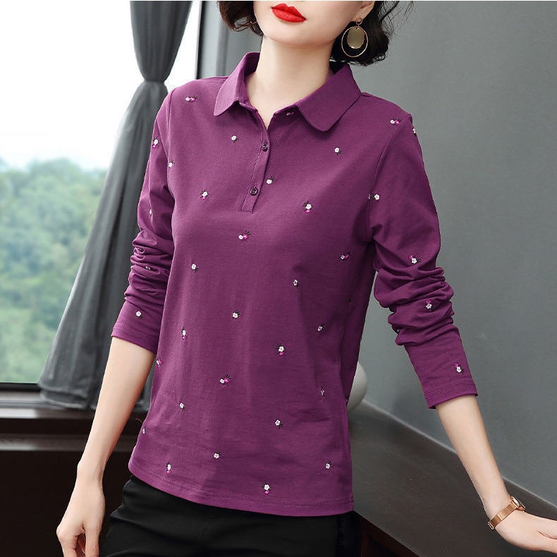 Áo polo 100% cotton Tay Dài Dáng Rộng Thời Trang Mùa Thu Dành Cho Nữ 7TRV