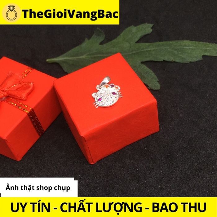 Mặt dây chuyền bạc họa tiết mặt mèo hello kitty kiêu dáng đáng yêu