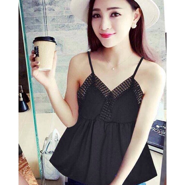 Áo 2 Dây Viền Ren Dạo Phố